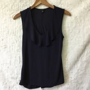 Ann Taylor Black Sleeveless Ruffle Top